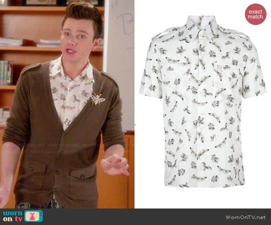 Alexander McQueen Moth Print Shirt worn by Chris Colfer on Glee