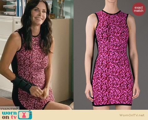 Alexander McQueen Pink Textured Bodycon Dress worn by Courtney Cox on Cougar Town