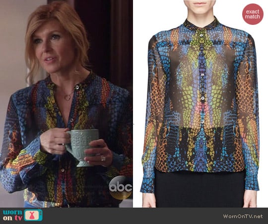 Alexander McQueen Rainbow Crocodile Print Blouse worn by Connie Britton on Nashville