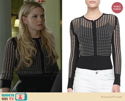 Alexander McQueen Scalloped Lace Cardigan worn by Jennifer Morrison on OUAT