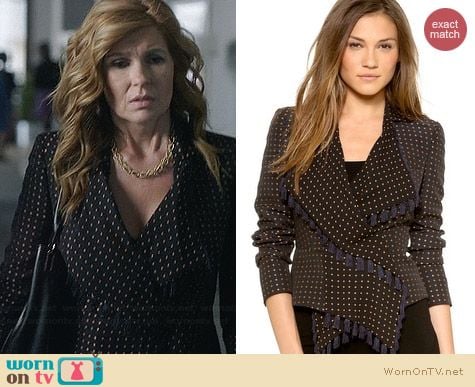 Alexander McQueen Scarf Jacket in Nero worn by Connie Britton on Nashville