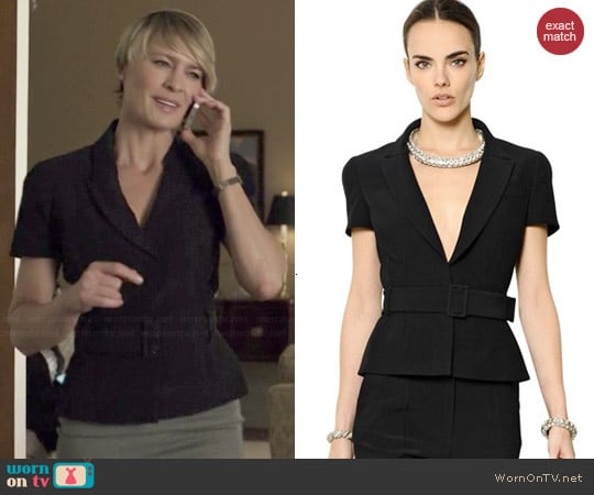 Alexander McQueen Viscose Leaf Crepe Short Sleeve Jacket worn by Claire Underwood (Robin Wright) on House of Cards