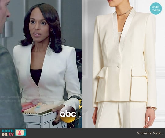 Alexander McQueen Silk Jacquard-Trimmed Crepe Blazer worn by Olivia Pope (Kerry Washington) on Scandal