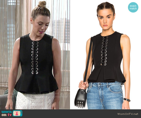 Alexander Wang Front Lace Peplum Top worn by Chloe Mitchell (Elizabeth Hendrickson) on The Young and the Restless