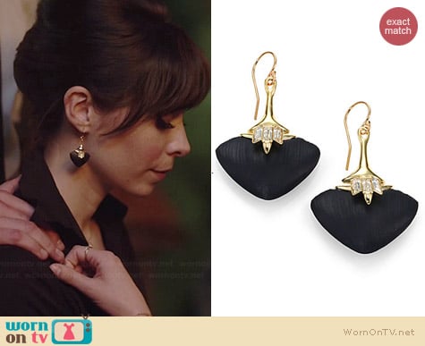 Alexis Bittar Kinshasa Lucite & Crystal Baguette Flint Drop Earrings worn by Cristin Milioti on A to Z