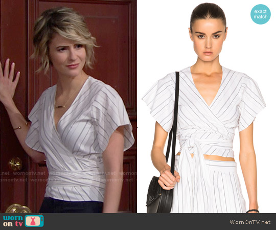 Alexis Ruban Top worn by Caroline Spencer (Linsey Godfrey) on The Bold and the Beautiful