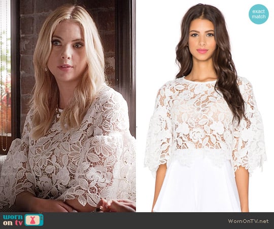 Alexis Valery Bell Sleeve Crop Top worn by Hanna Marin (Ashley Benson) on Pretty Little Liars