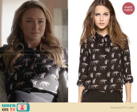 Alice + Olivia Tiger Print Willa top worn by Hayden Panettiere on Nashville