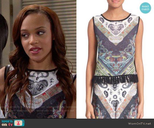 Alice & Olivia Annalea Top worn by Nicole Avant (Reign Edwards) on The Bold and the Beautiful