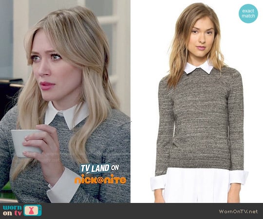 Alice + Olivia Fitted Collar Sweater worn by Kelsey Peters (Hilary Duff) on Younger