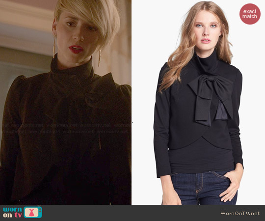 Alice + Olivia Addison Bow Jacket worn by Karine Vanasse on Revenge