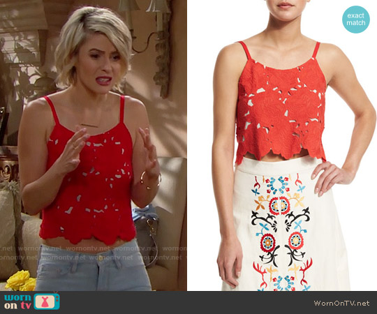 Alice + Olivia Alanis Top worn by Caroline Spencer (Linsey Godfrey) on The Bold and the Beautiful