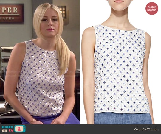 Alice + Olivia Ama Embellished Boat-neck Tank worn by Maddie Culpepper (Justine Lupe) on Cristela