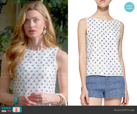 Alice + Olivia 'Ama' Embellished Top worn by Paige Collins (Brooke D'Orsay) on Royal Pains