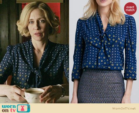 Alice + Olivia Arie Blouse worn by Vera Farmiga on Bates Motel