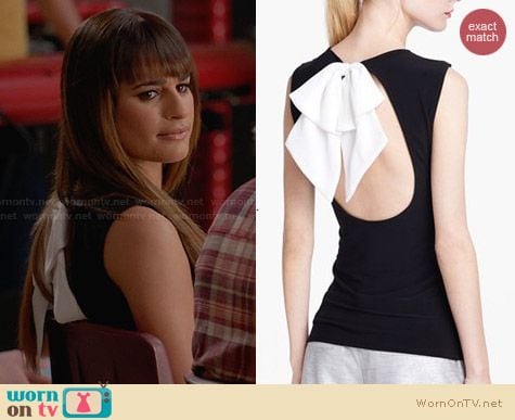 Alice + Olivia Belle Bow Detail Open Back Top worn by Lea Michele on Glee