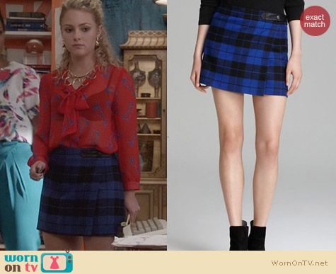 Alice + Olivia Blue Weston Plaid Mini Skirt worn by AnnaSophia Robb on The Carrie Diaries