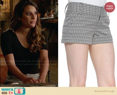 Alice + Olivia Cady Cuff Shorts in Black and White Diamond Print worn by Lea Michele on Glee