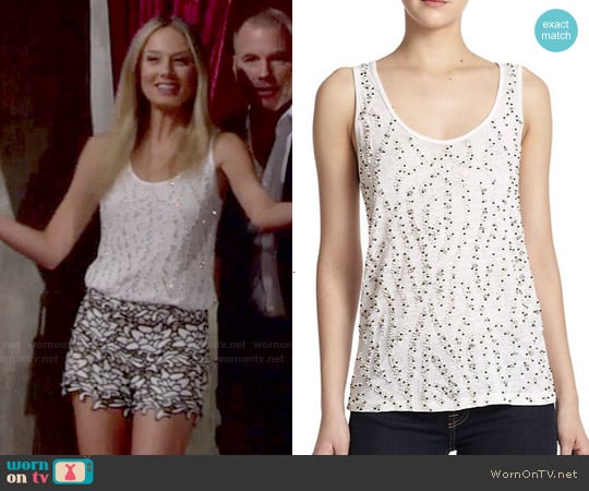 Alice + Olivia Dali Embellished Linen Tank worn by Abby Newman (Melissa Ordway) on The Young and the Restless