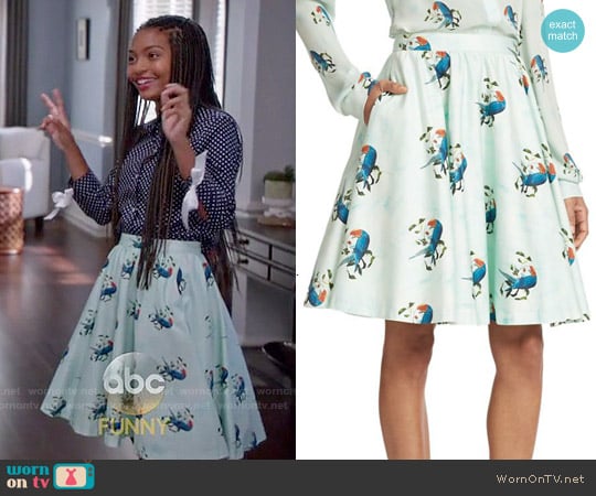 Alice + Olivia Earla Skirt worn by Zoey Johnson (Yara Shahidi) on Black-ish