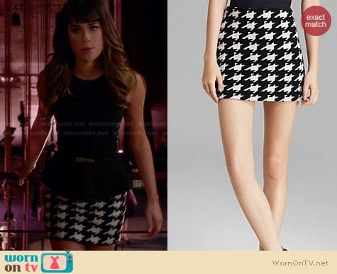 Alice + Olivia Elana Houndstooth Skirt worn by Lea Michele on Glee