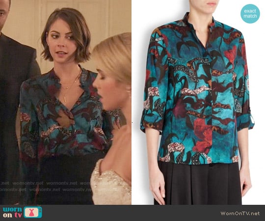 Alice + Olivia Eloise Printed Chiffon Blouse worn by Thea Queen (Willa Holland) on Arrow