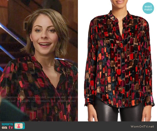 Alice + Olivia Eloise Blouse worn by Thea Queen (Willa Holland) on Arrow