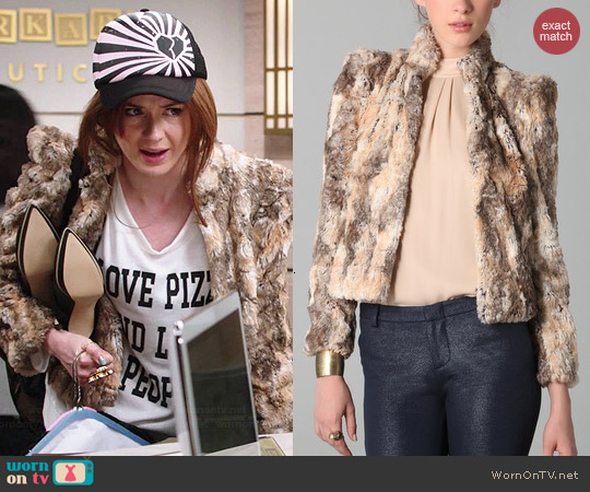 Alice + Olivia Faux Fur Jacket worn by Karen Gillan on Selfie