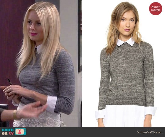 Alice + Olivia Fitted Collar Sweater worn by Justine Lupe on Cristela