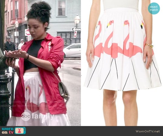 Alice + Olivia Hale Flamingo Puff Skirt worn by Beth (Aisha Dee) on Chasing Life