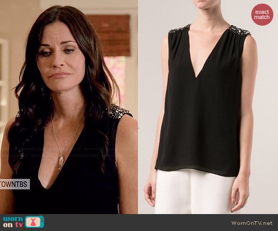 Alice + Olivia Harper Beaded Top worn by Courtney Cox on Cougar Town