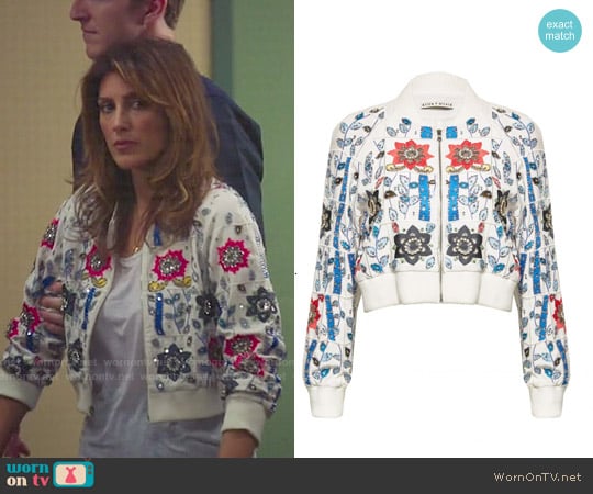 Alice + Olivia Jack Embroidered Cropped Jacket worn by Calista Raines (Jennifer Esposito) on Mistresses