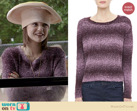 Alice + Olivia Kerri Shimmery Striped Sweater worn by Kathryn Prescott on Finding Carter