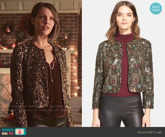 Alice + Olivia Kidman Embellished Jacket worn by Thea Queen (Willa Holland) on Arrow