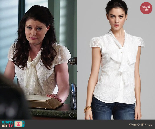 Alice + Olivia Lace Arie Blouse worn by Belle (Emilie de Ravin) on Once Upon A Time