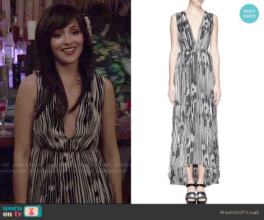 Alice + Olivia Lexa Woodgrain Maxi Dress worn by April Carver (Italia Ricci) on Chasing Life