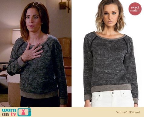 Alice + Olivia Long Sleeve Raglan with LeatheR Elbow Patches worn by Ana Ortiz on Devious Maids