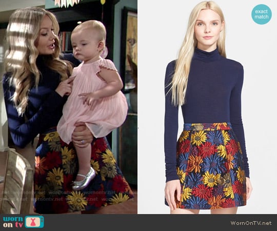 Alice + Olivia Garrison Turtleneck and Loran Miniskirt worn by Abby Newman (Melissa Ordway) on The Young and the Restless