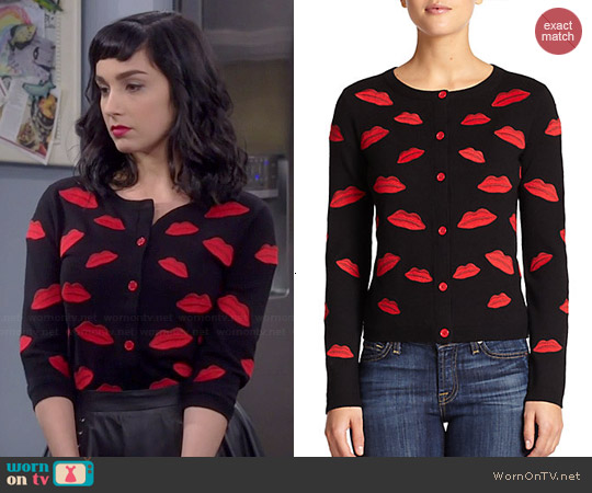 Alice + Olivia Pout Cardigan worn by Mandy Baxter ( Molly Ephraim) on Last Man Standing