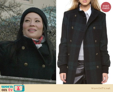 Alice + Olivia Rhonda High Neck Coat worn by Lucy Liu on Elementary