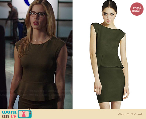 Alice + Olivia Victoria Peplum Dress worn by Emily Bett Rickards on Arrow