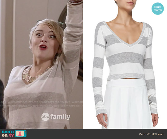 Alice + Olivia Wide Striped Cropped Sweater worn by Roxie Reid (Jordan Hinson) on Kevin from Work