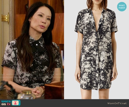 All Saints Floral Calla Shade Shirt Dress worn by Joan Watson (Lucy Liu) on Elementary