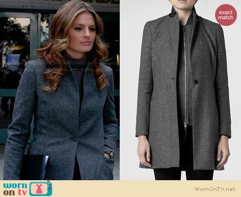 All Saints Aldwych Tula Coat worn by Stana Katic on Castle