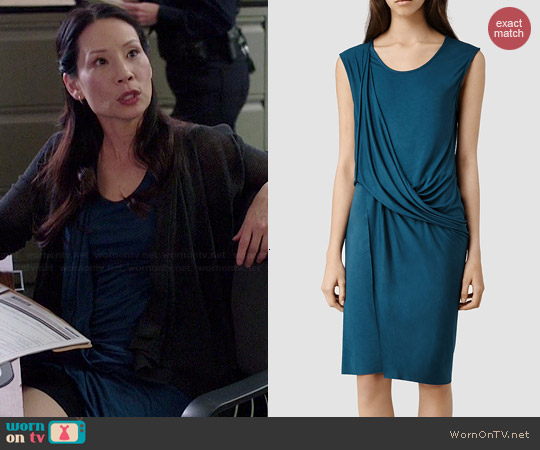 All Saints Amelia Dress in Peacock worn by Lucy Liu on Elementary