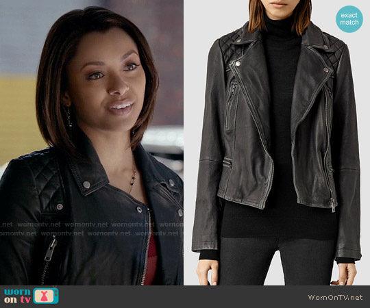 All Saints Cargo Leather Biker Jacket worn by Bonnie Bennett (Kat Graham) on The Vampire Diaries