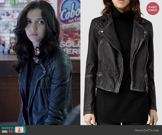 All Saints Cargo Biker Jacket worn by Katie Findlay on HTGAWM