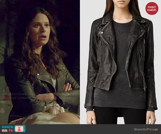 All Saints Cargo Leather Biker Jacket worn by Quinn Perkins (Katie Lowes) on Scandal