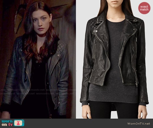 All Saints Cargo Leather Biker Jacket worn by Hayley (Phoebe Tonkin) on The Originals