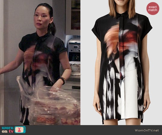 All Saints Carolee Woosh Shirt Dress worn by Lucy Liu on Elementary